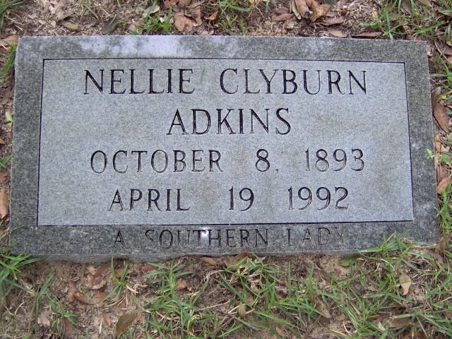 Headstone for Adkins, Nellie Clyburn